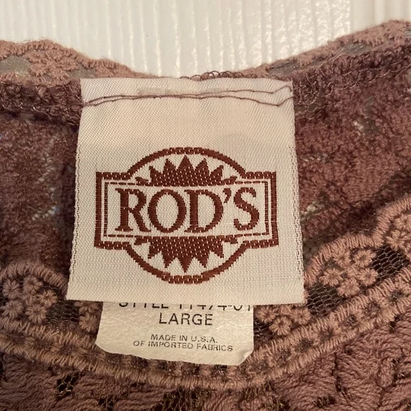 Rod’s Western Wear brown lace shirt women’s large - Picture 3 of 10